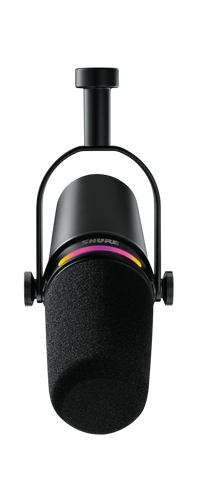 Shure MV7+ USB/XLR hybrid microphone for podcasting, streaming, and vocal recording; professional dynamic mic with adjustable gain, built-in headphone monitoring, and voice-isolation technology for clear, high-quality audio in home studio setups.