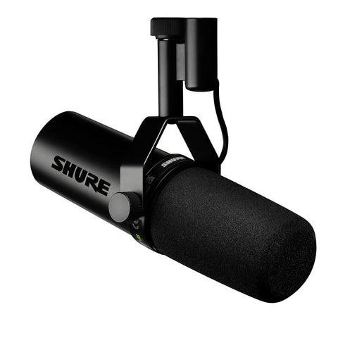 Shure SM7dB dynamic cardioid microphone with built-in preamp, ideal for professional podcasting, vocal recording, and streaming; captures rich, natural sound with reduced noise, perfect for studio and home recording setups.