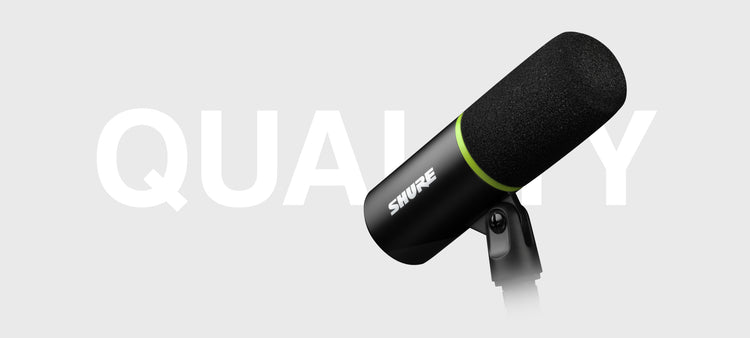 Shure MV6 USB microphone for podcasting, streaming, and music recording, featuring crystal-clear sound quality, adjustable gain control, and headphone monitoring; ideal professional microphone for home studio setups and content creators.